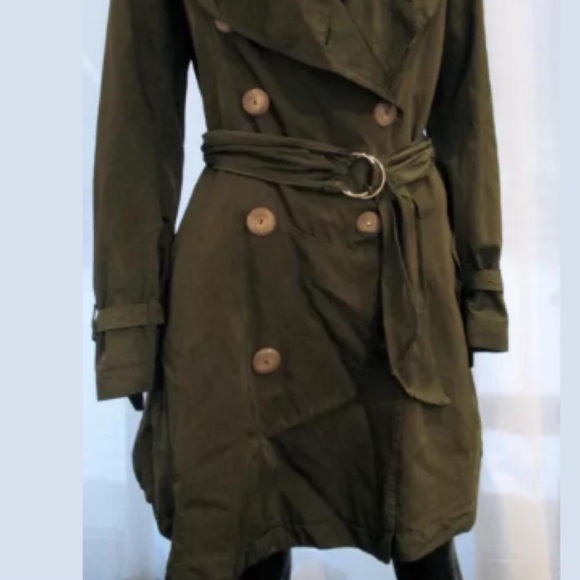 New. Nicole Fahri acid green knee length trench coat. Size small/4 - Picture 3 of 8
